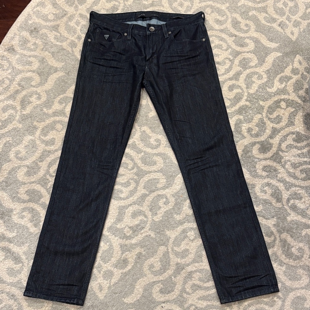 Guess Men's Dark Blue Slim Straight Jeans